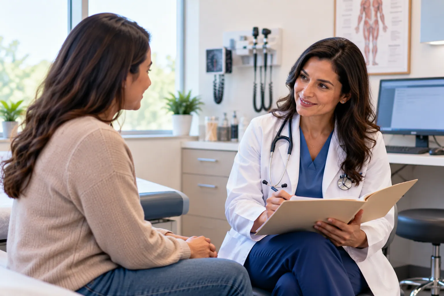 A primary care physician meeting with a patient during a routine visit at Middletown Medical.