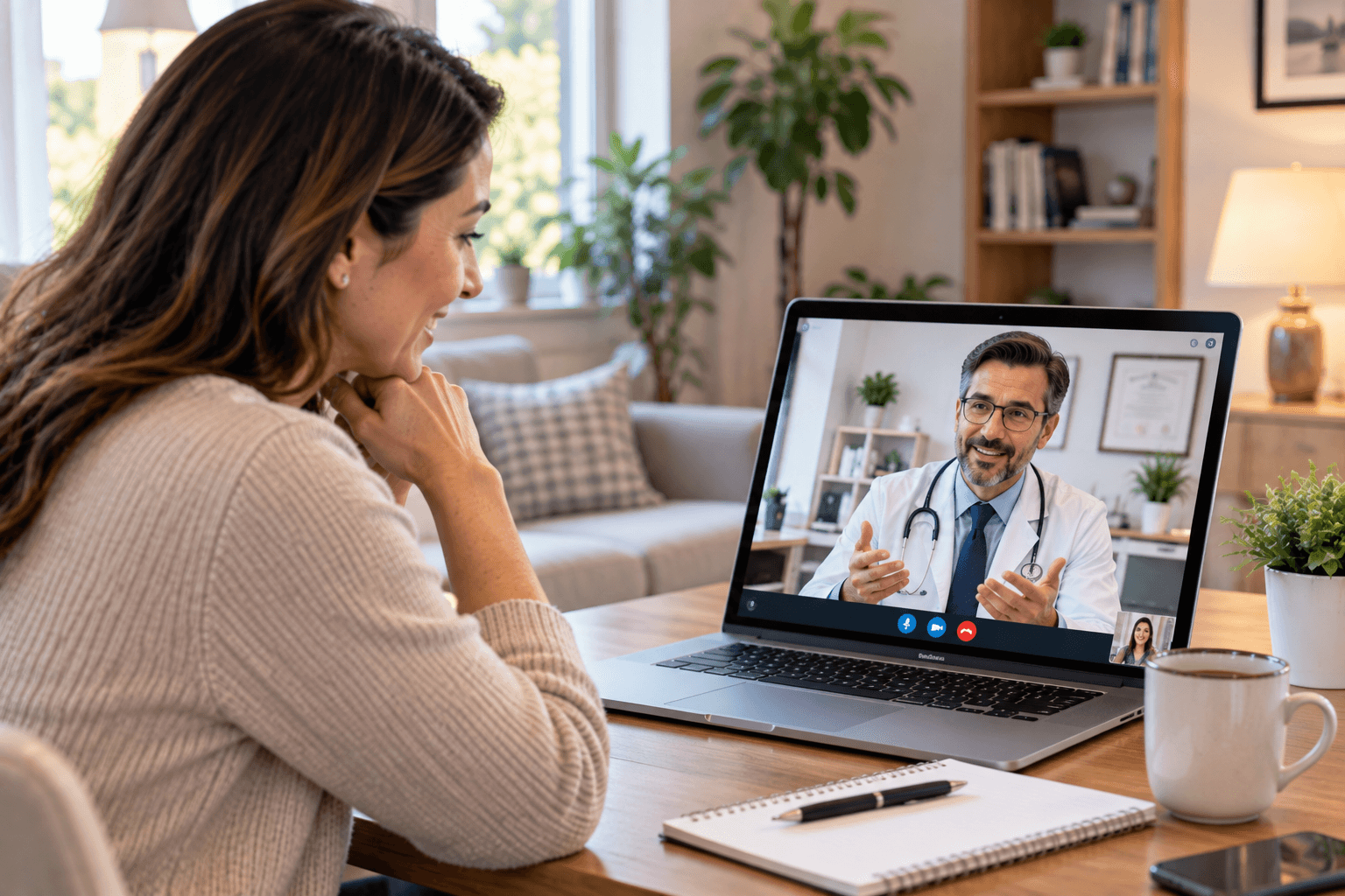 A patient meeting with a Middletown Medical provider over a video telemedicine visit.
